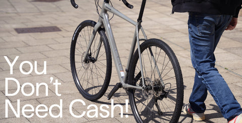 You don't need cash! Man Walking with a bike