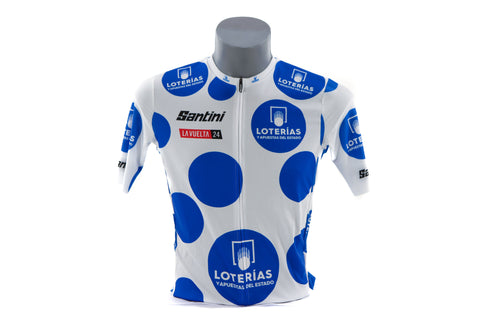 Santini La Vuelta Blue Polka Dot Jersey 2024, Size Small