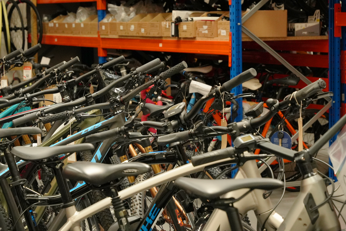 Bikes and parts in the Cycle Exchange workshop