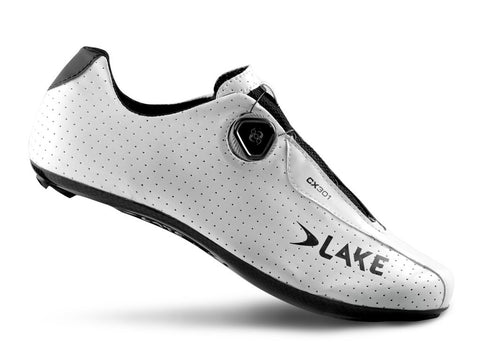 Lake CX301 Mens Boa Carbon Road Shoes White, Size 45.5